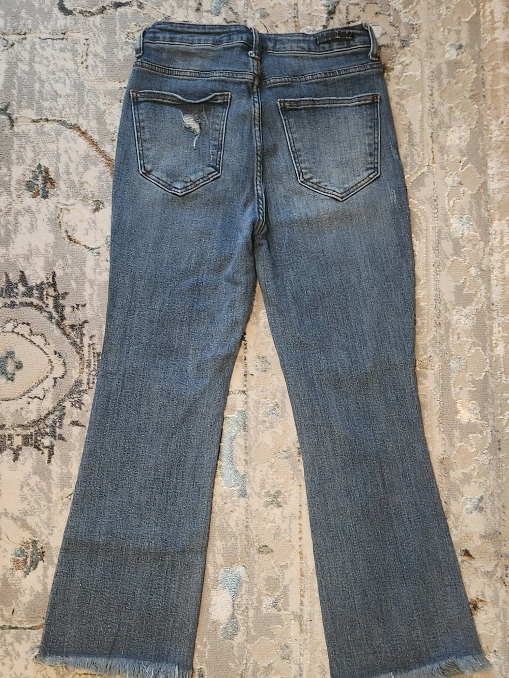 Distressed AnkleFlare Jeans for Women - Blue- Risen Jeans
